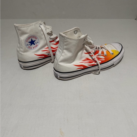 Converse Shoes White Flames All Stars Athletic Sneakers Chuck Taylor Men's 6 - Picture 2 of 5